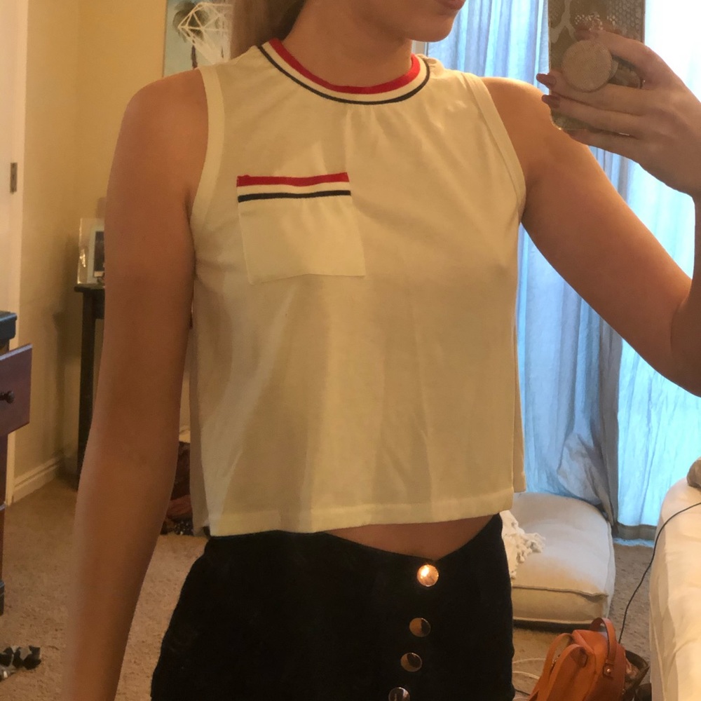 Red/Navy Midi Top